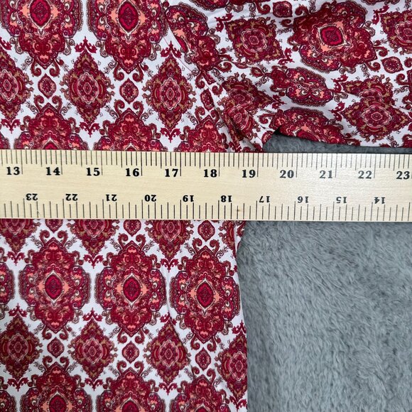 Lands' End No Iron Blouse Burgundy & White Paisley Supima Cotton Size 8 - Picture 8 of 11